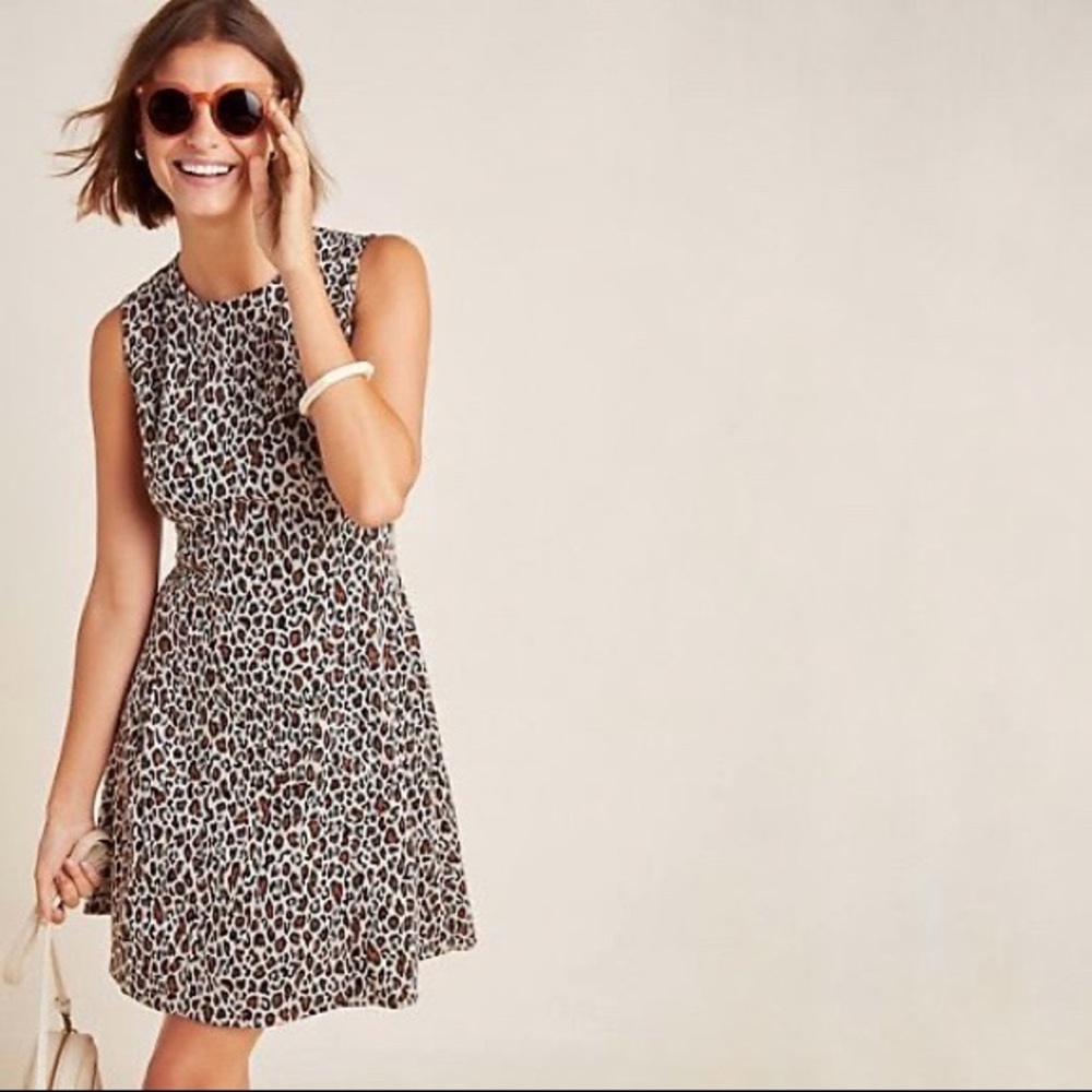 Anthropologie | Current Air | Leopard Print Knit Mini Dress Size S‎